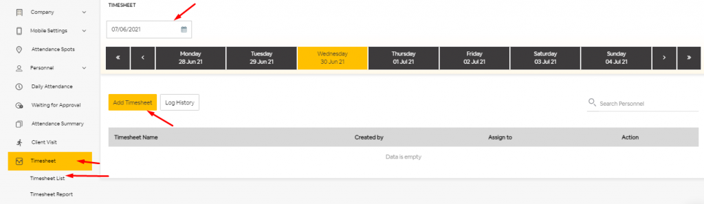 Fitur Timesheet kelola jadwal 