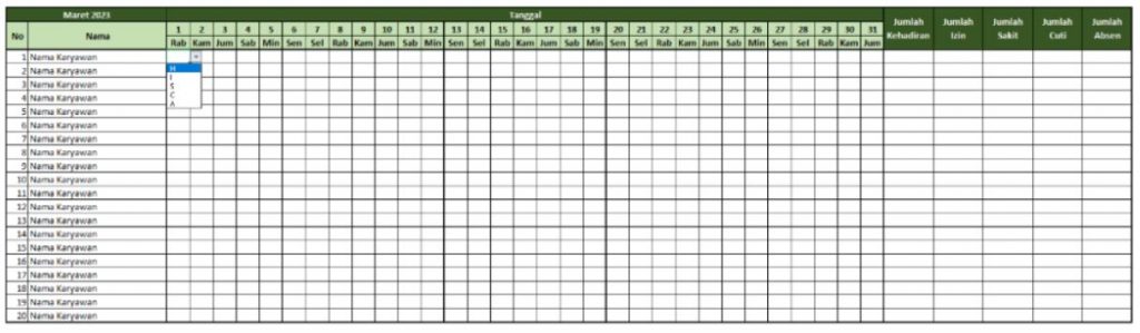rekap kehadiran karyawan excel