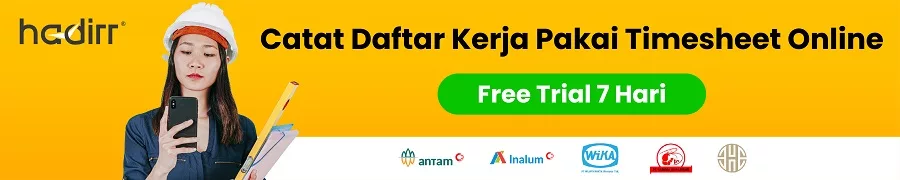 Banner catat daftar kerja dengan fitur timesheet online Hadirr